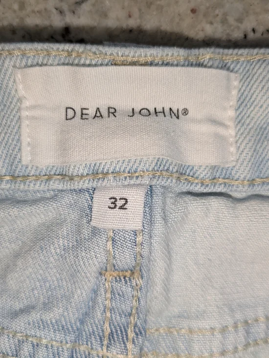 Dear John Frankie Straight Jeans Size 32 Light Wash Two-Tone Raw Hem High Rise - Picture 3 of 11
